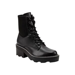 MARC FISHER Womens Black Lug Sole Lamit Round Toe Block Heel Combat Boots 8.5 M